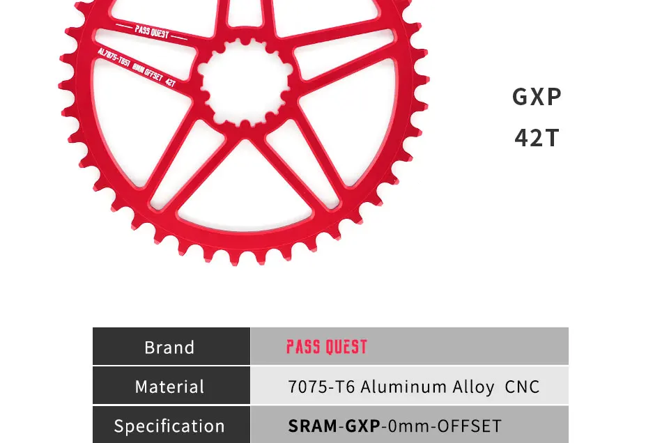 Пройти QUEST GXP велосипедная передняя звезда 38 T/40 T/42 T 0 мм смещение MTB Горный велосипедная Звездочка для Sram XX1 eagle XO1 X1 GX X9 Кривошипные части
