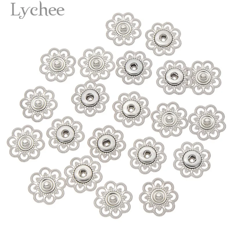10 шт. металлические кнопки в форме цветка Lychee Life золотистые/Серебристые для шитья