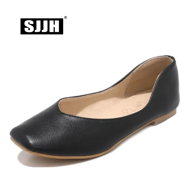 Женские туфли на плоской подошве с квадратным носком есть большие размеры | Обувь