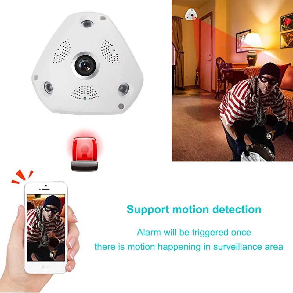 360 WI FI Камера IP 1.3mp рыбий глаз панорамный 960 P PTZ CCTV 3D VR видео ip kamera Cam Micro sd карты аудио