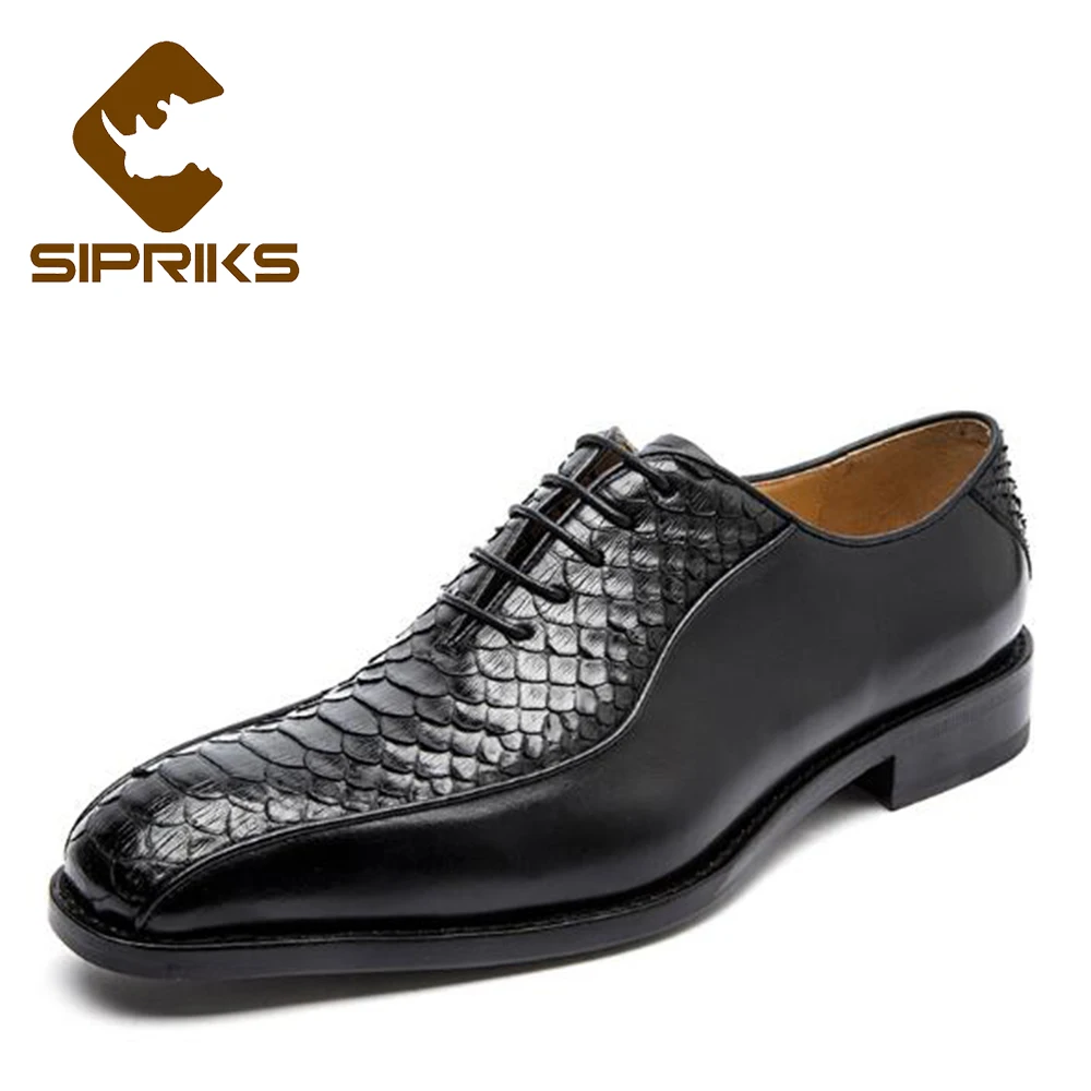 Роскошная обувь для мужчин Sipriks черный питон Для в итальянском стиле Одежда