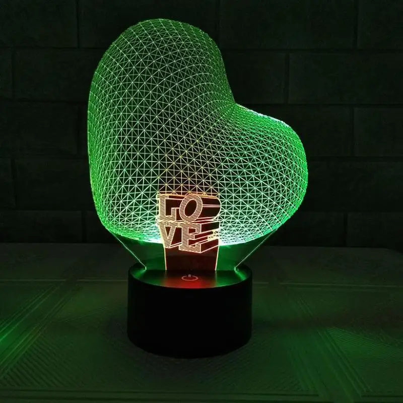 Вечная любовь 3d led Настольная лампа семь цветов Сенсорная зарядка атмосферная