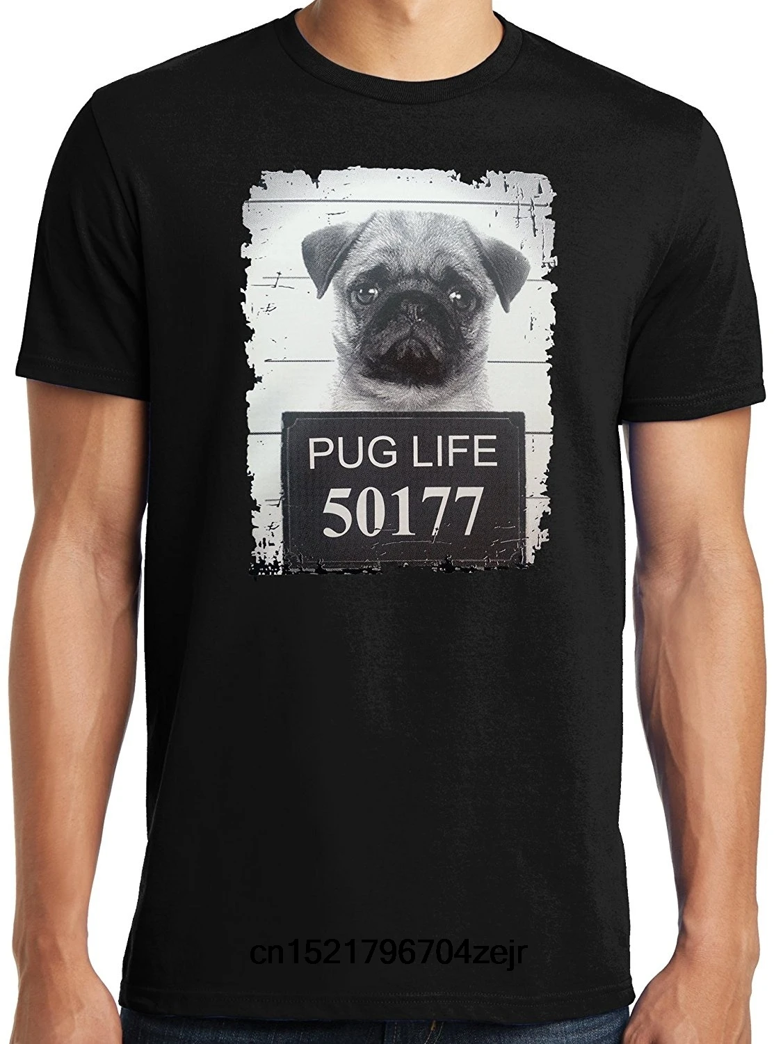 Men T shirt Funny Thug Pug Life Mugshot Fashion funny t-shirt novelty tshirt women | Мужская одежда