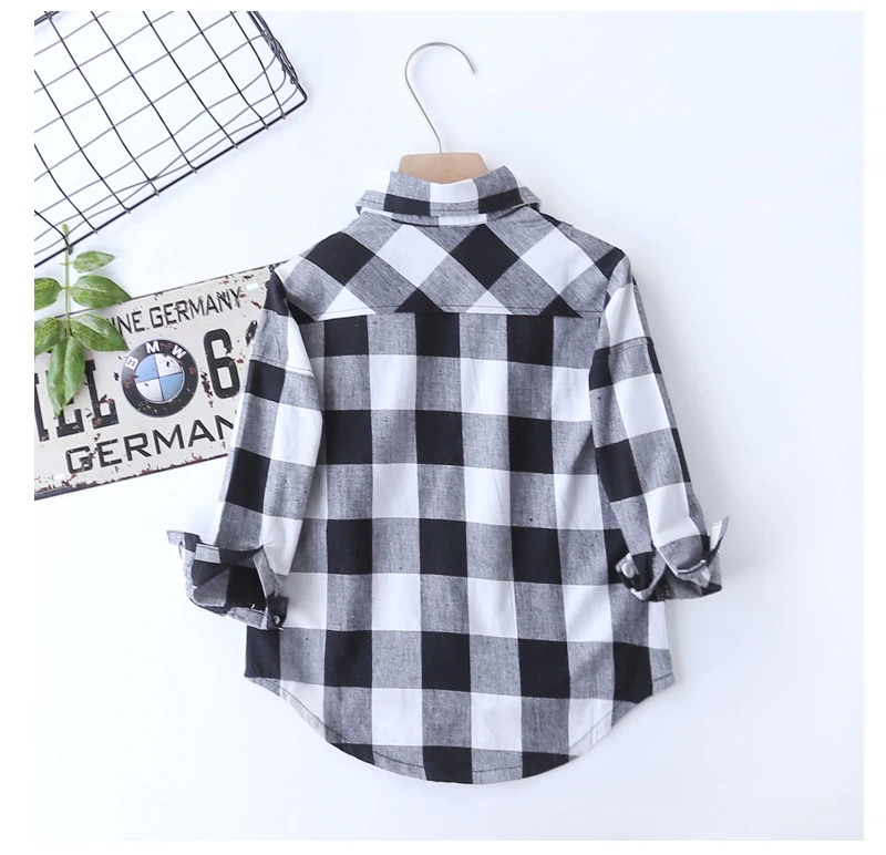 

Manufacturers direct 2018 spring and autumn new long-sleeved children's geometric plaid shirt loose children's shirt