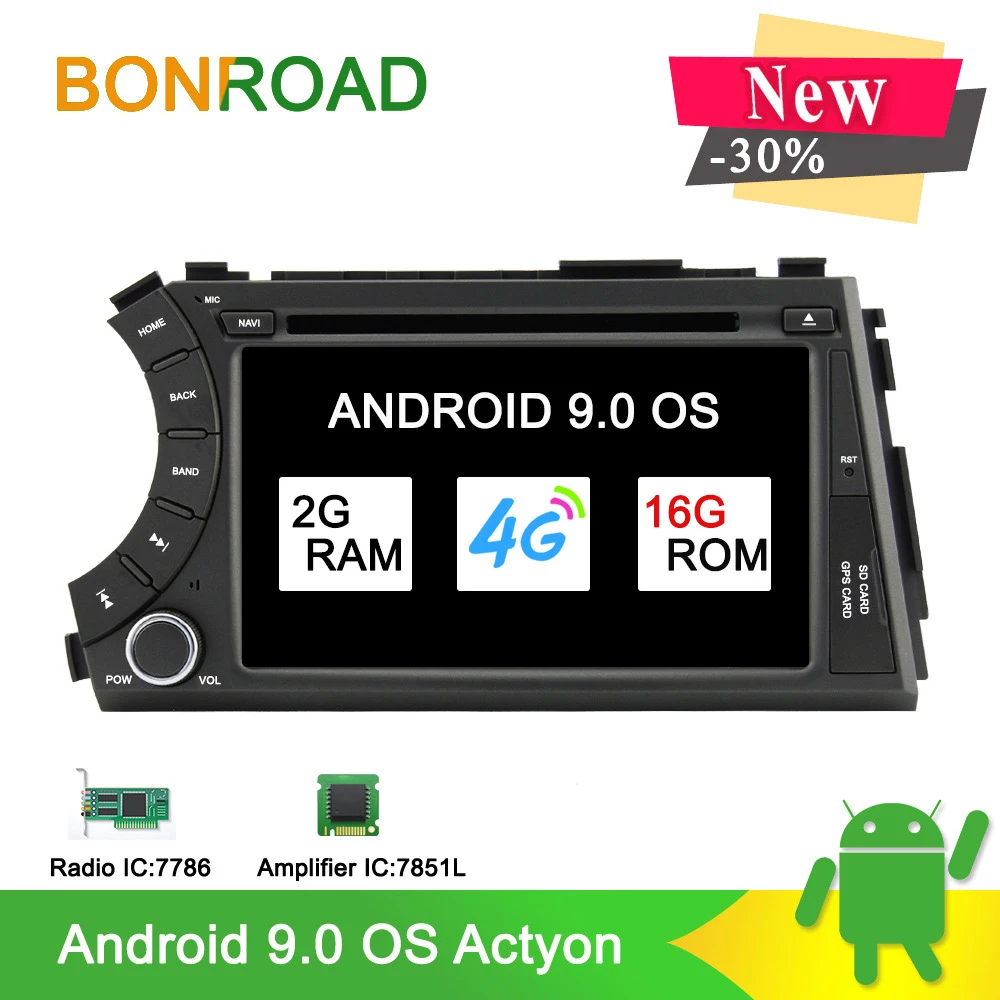 Bonroad " Android 9,0 автомобильный dvd-плеер для SsangYong Actyon Kyron 2005-2010 автомобильный Радио gps навигация Видео Аудио Ram 2G Rom 16G