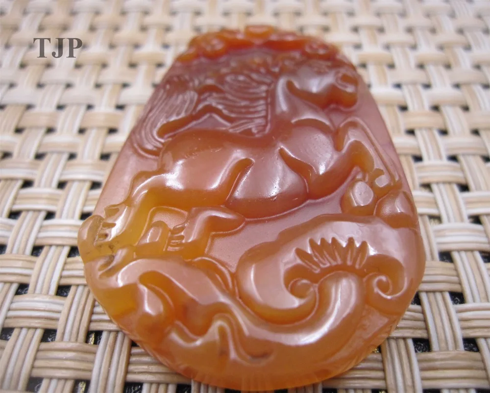Натуральный HUANGLONG jade isabelline carven lucky Китайский Зодиак Лошадь Подвеска с