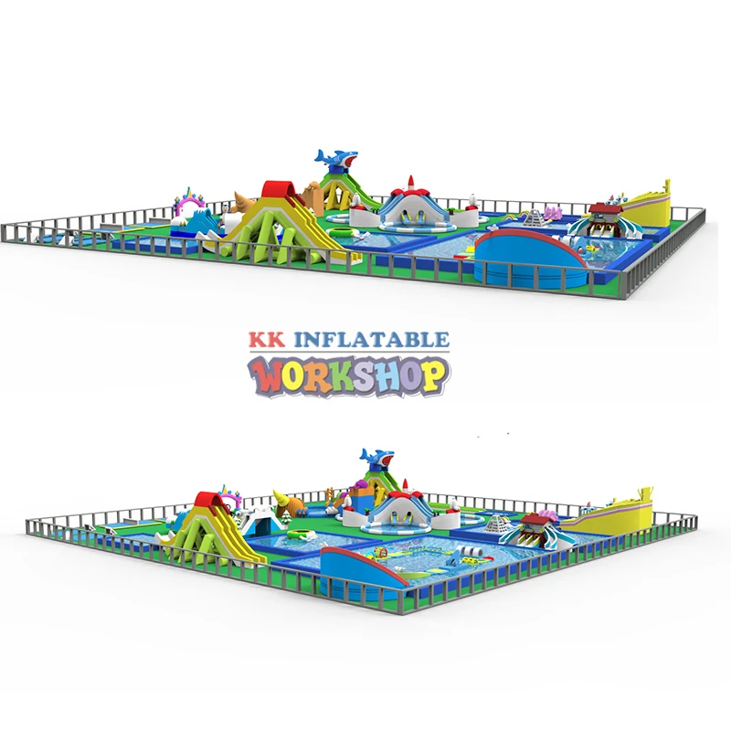 Kopen Grote Land Mobiele Opblaasbare Water Park Combinatie, Water Games, Glijbaan Opblaasbare Aqua Pretpark Te Koop