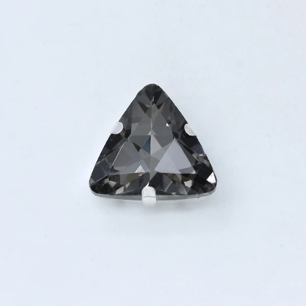 black diamond 20p 10 мм треугольный стеклянный камень с серебряной установкой плоские с оборота Стразы для рукоделия обуви, сумки, свадебного платья - Цвет: black diamond