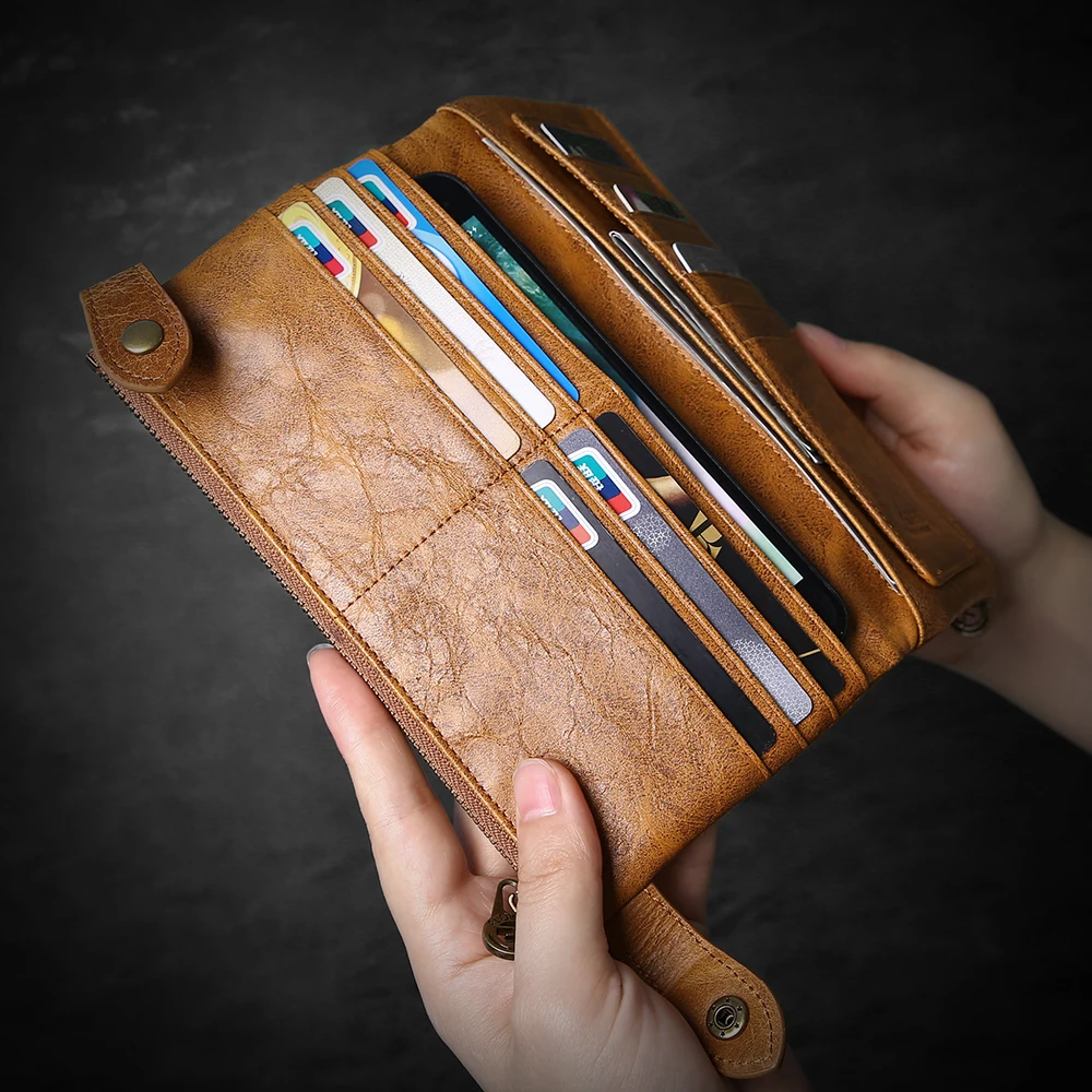 FLOVEME 5.5 inch Universale Genuine Leather Zipper Wallet Case For iPhone X 8 8Plus 7 7plus 6 6s 5 Man Women Card Slot Phone Bag | Мобильные