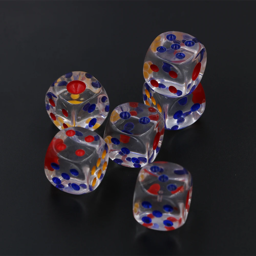 

20pcs/lot Dice Red And Yellow Dots #20 Big Transparent Dice Bar Hotel Crystal Dice