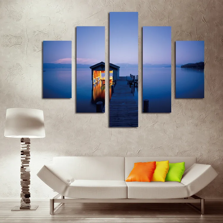 Пять шт. без рамки пляжный дом картина маслом с принтом на холсте для домашнего