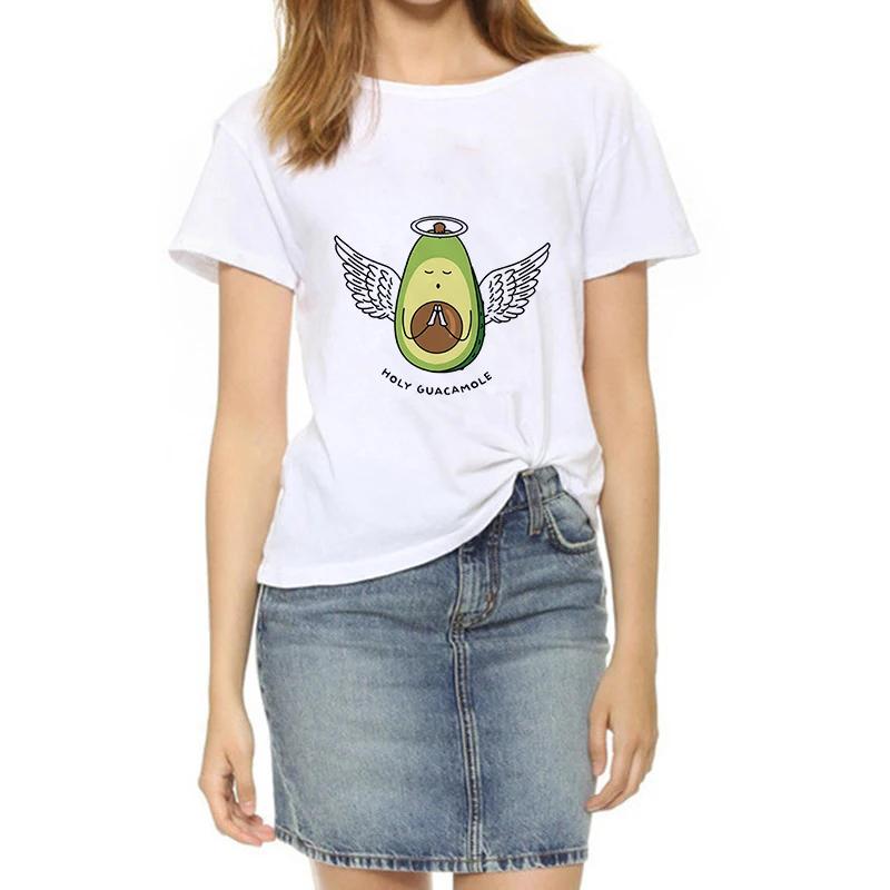 

Summer Fashion Printed Avocado T-Shirt Casual Girl Kawaii Tops Unisex Tshirt Female Tees White Shirt Spandex Women Tops Clothing