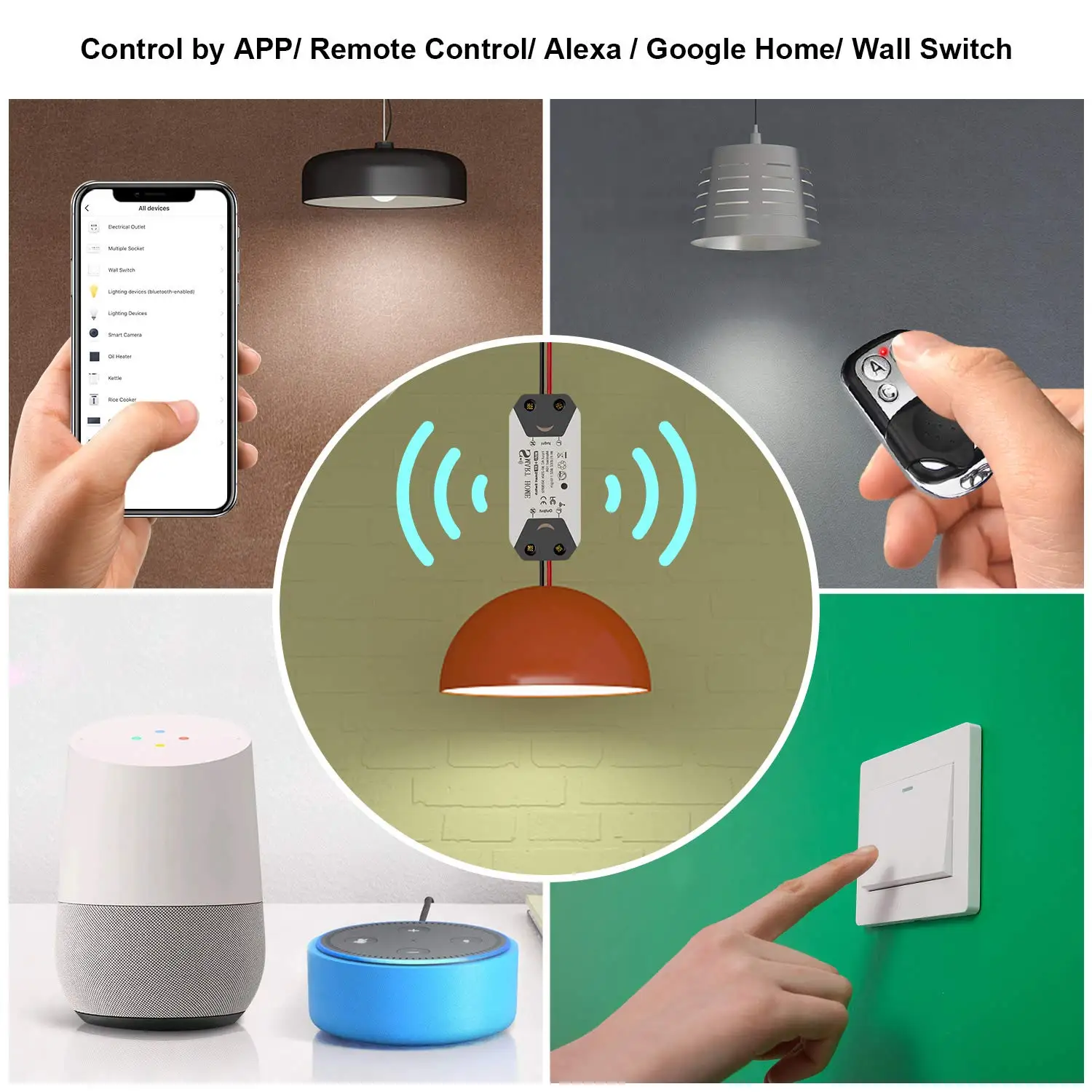 Фото Alexa совместимый WiFi + RF 433 выключатель 1 канал Wifi переключатель беспроводной светильник выключатель 90-250 В пульт дистанционного управления таймер умный дом №5