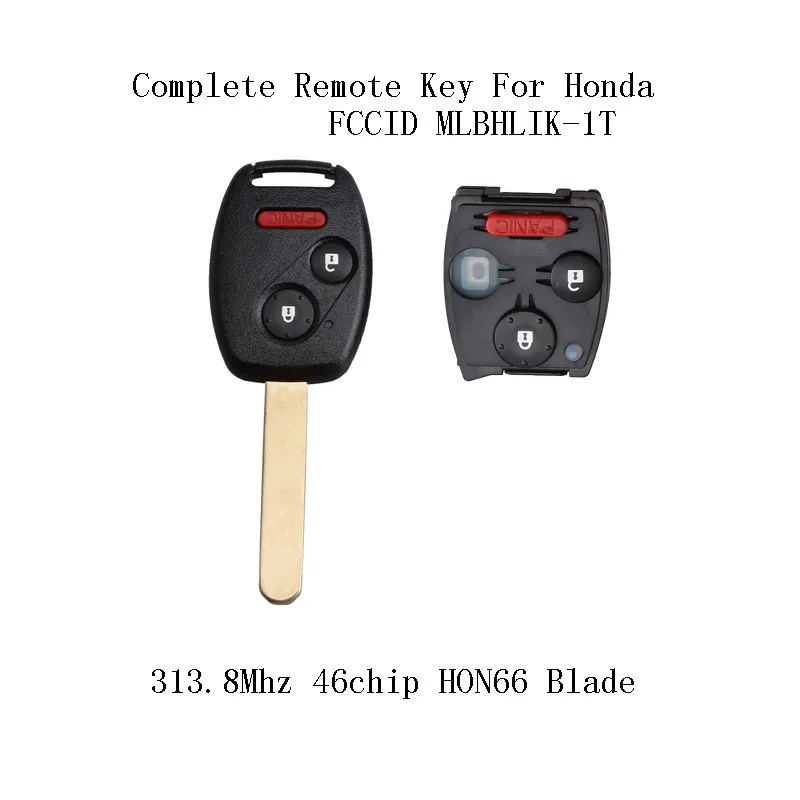 2+ 1 кнопки 313,8 МГц Автомобильный Дистанционный брелок для Honda CR-V FIT INSIGHT 2007-2012 для Honda CRV MLBHLIK-1T ID46 чип HON66 лезвие