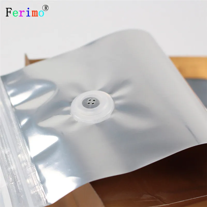 100pcs 13.5x26.5cm High Quality Gold Eight Side Zipper Organ Bag Metallic Mylar Big Aluminum Foil Air Valve Zip Lock Bags | Дом и сад