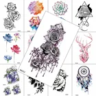 Временные татуировки-цепочки, имитация ювелирных изделий, наклейка с акварельными цветами для женщин, водонепроницаемые листы, тату, боди-арт, рисование на руку, тату