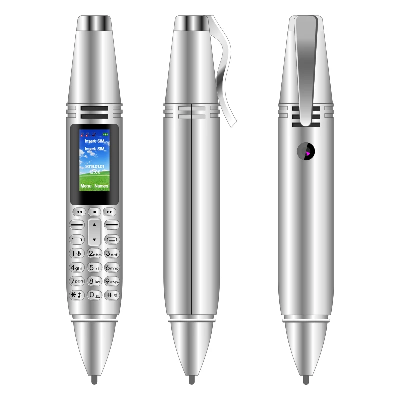 Silver UNIWA мини ручка мобильный телефон волшебный голос малыш Bluetooth беспроводной 2G разблокированный маленький мобильный телефон беспроводной FM радио Ручка стиль AK007 - Цвет: Silver