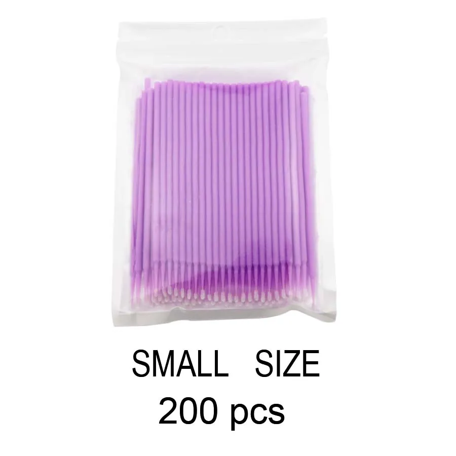200pcs Light Purple Щетка для ресниц 100/200/300 шт одноразовые зубные микро аппликаторы для прививки ресницы прочный расходные материалы для наращивания ресниц - Цвет: 200pcs Light Purple