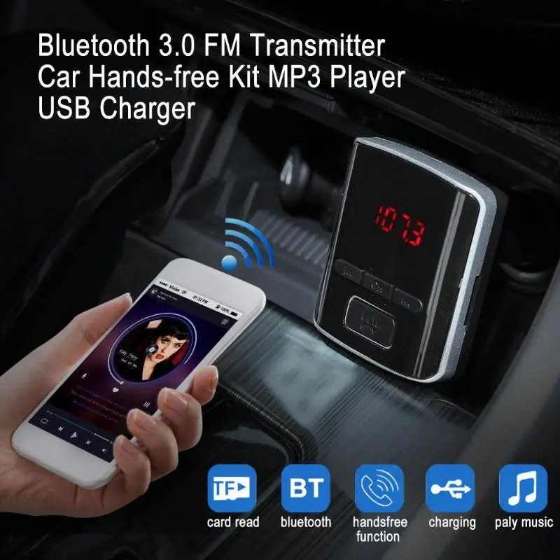 1 шт. Bluetooth 3 0 fm передатчик автомобильный комплект громкой связи MP3 плеер USB