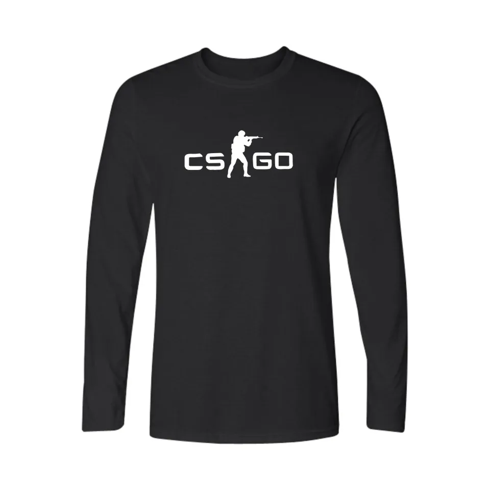 Черный Мода csgo футболки мужчин XXXL Длинным Рукавом CS ХОДУ мужские с Забавными