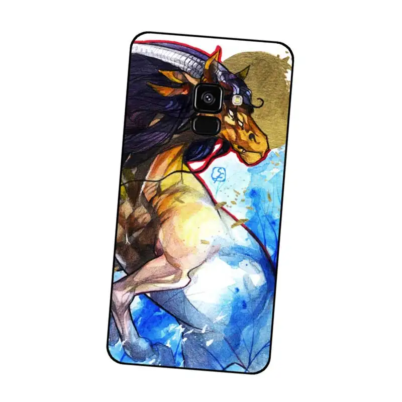 P239 Watercolor Horse Black Silicone Case Cover For Samsung Galaxy J2 J3 J4 J5 J6 J7 J8 Pro Plus Prime 2018 2017 |