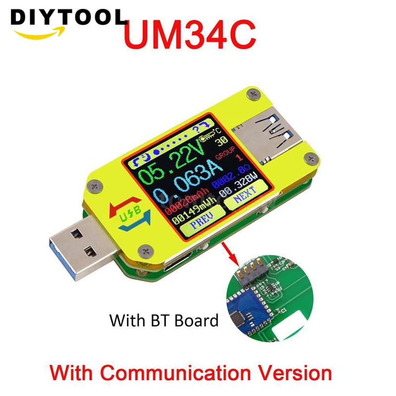 Usb тестер UM34/UM34C Вольтметр Амперметр постоянного тока напряжения заряда