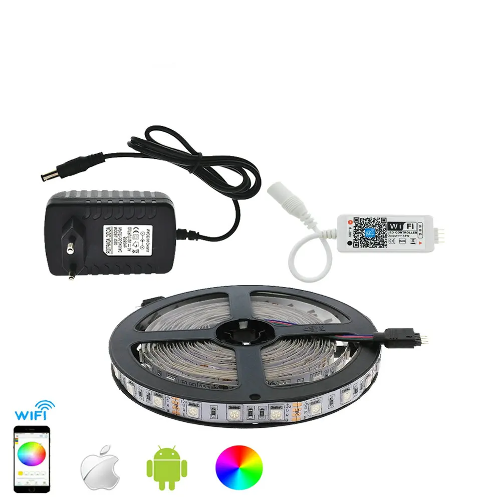 Светодиодные ленты 5050 RGB 5 м/300 светодио дный Гибкая свет + телефон приложение