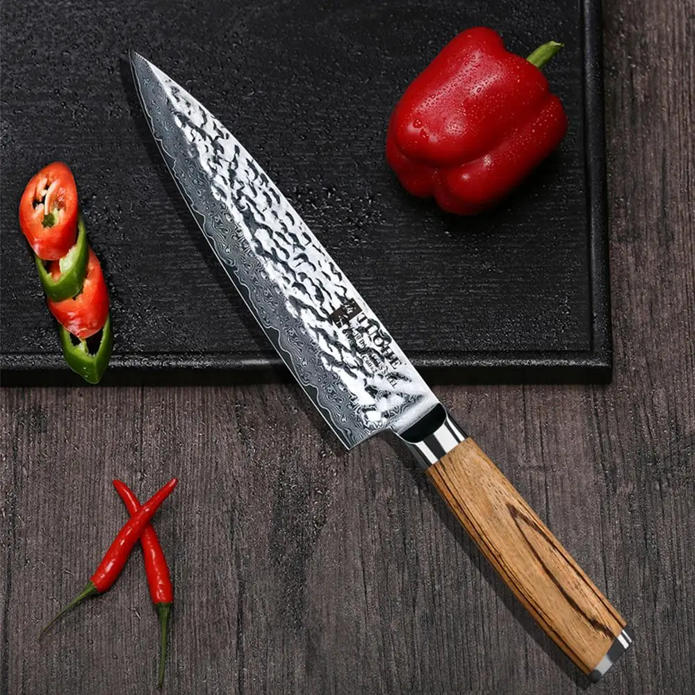 Нож шеф повара из дамасской стали японская кухонная ручка 8 дюймов ультраострый