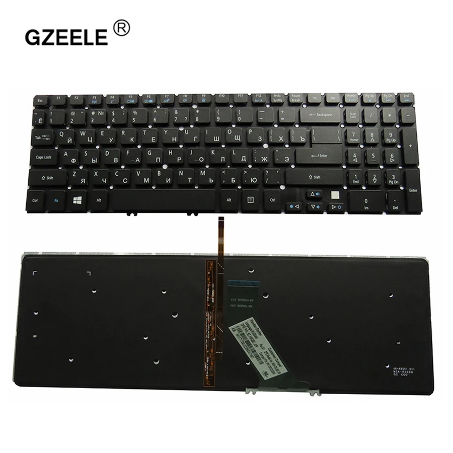 Фото Русская клавиатура GZEELE для Acer Aspire V7-581 V7-581G V7-581P V7-581PG V7-582P V7-582PG RU, ноутбук с подсветкой без рамки №1