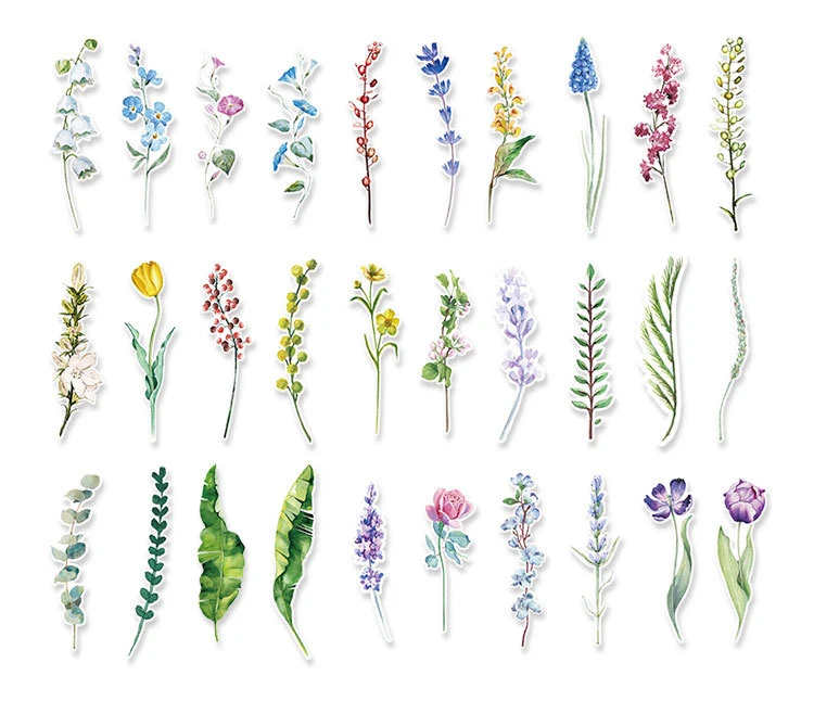 Многоразовые бумажные открытки для рукоделия 30 шт. Herbaceous flower design в виде визиток