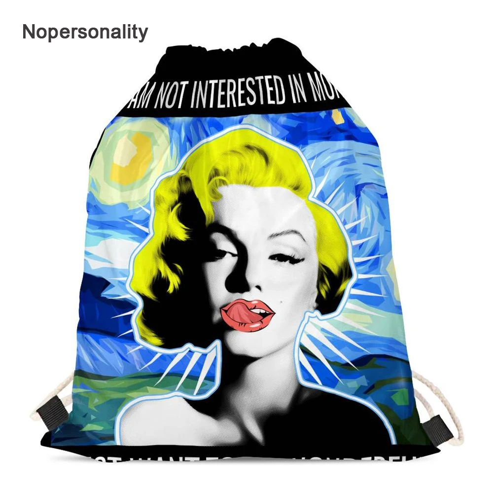 

Nopersonality Colorful Marilyn Monroe Print Drawstring Bags for Men Women Gym Sack Bag Large String Backpack School Bags