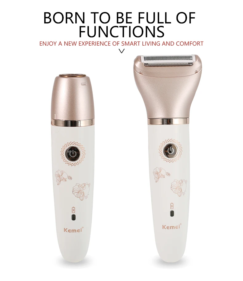 Kemei-1632 2 In 1 Women Electric Epilator Rechargeable Lady Shaver Depilation Machine Hair Removal Trimmer Epilator For Bikini
