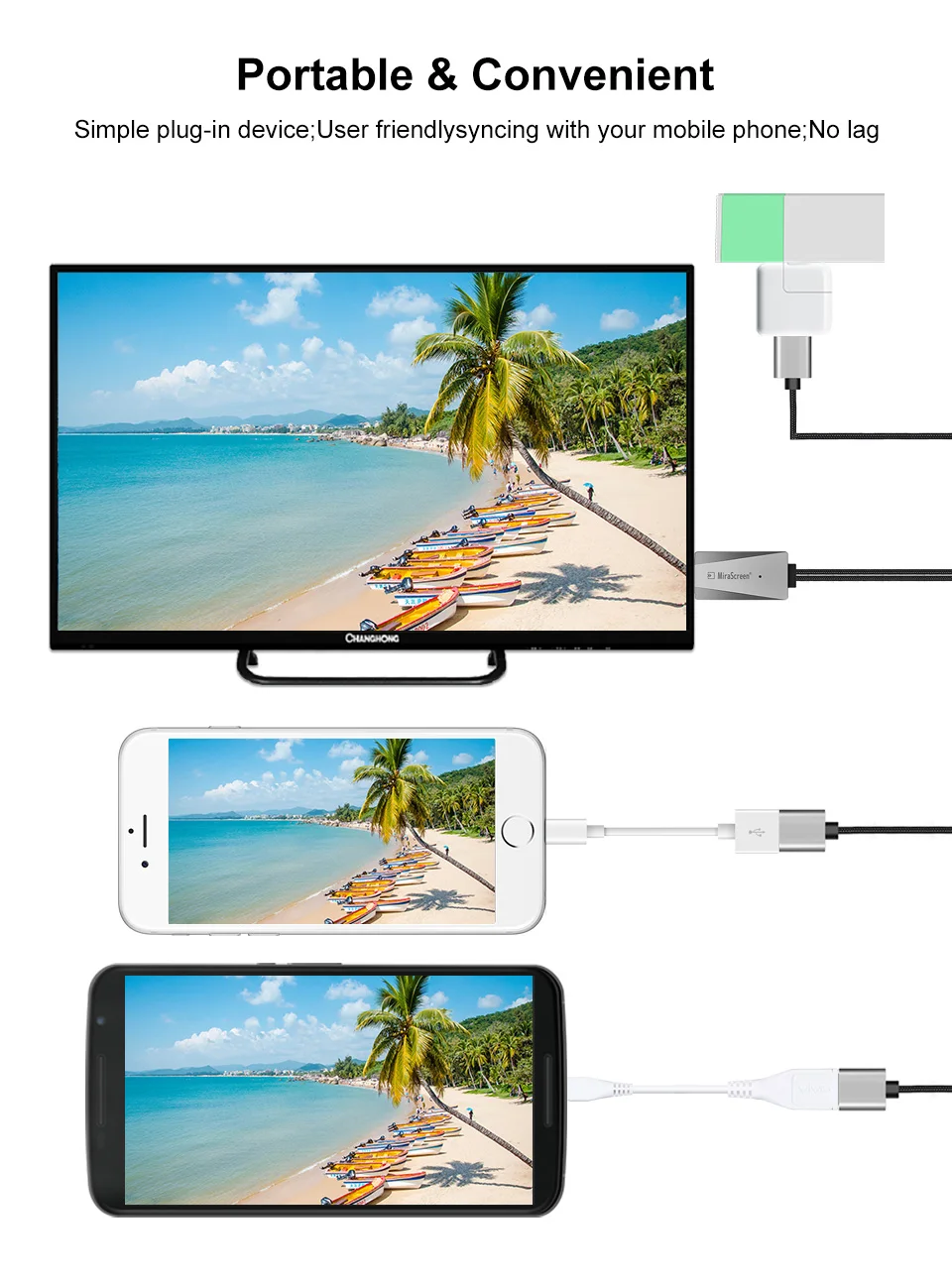 Mirascreen HDMI экран плеер 1080P TV Stick HD кабель для Apple Android USB IPhone 8 7 6 и серии|SmartTV-стики