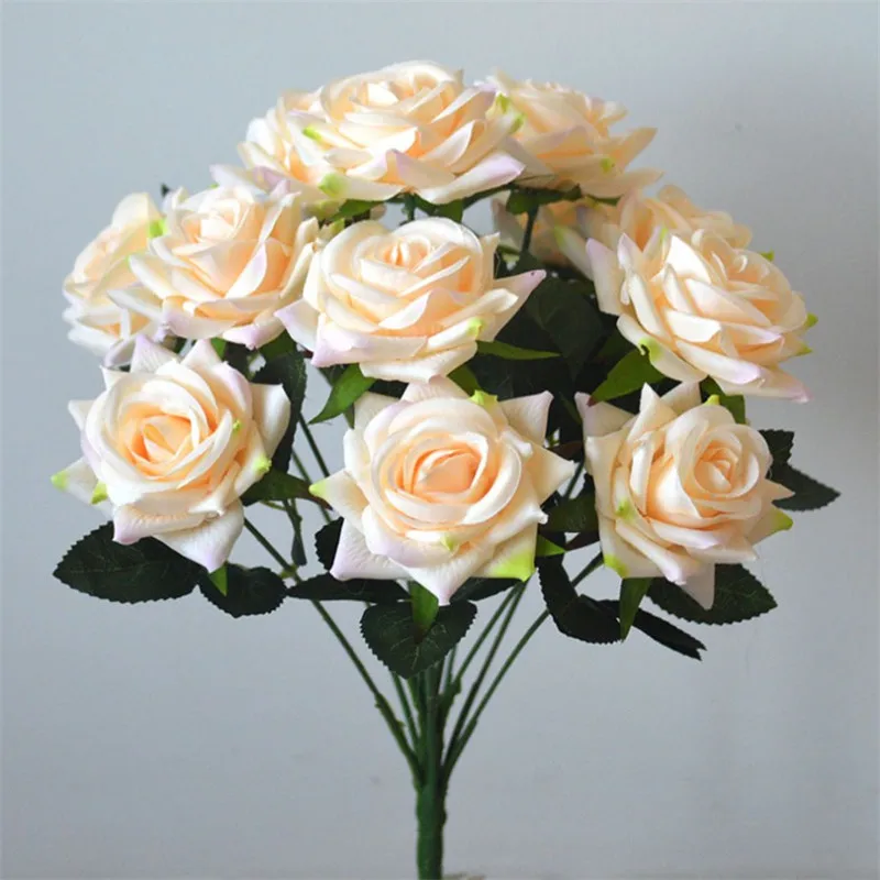 

6Pcs Fake Curling Rose (12 heads/bunch) 14.17" Length Simulation Roses for Wedding Home Showcase Decorative Artificial Flowers
