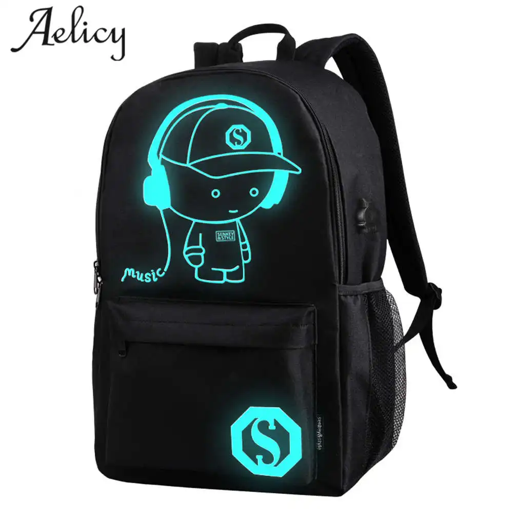 Школьный рюкзак Aelicy для мальчиков и девочек студенческий с подсветкой usb
