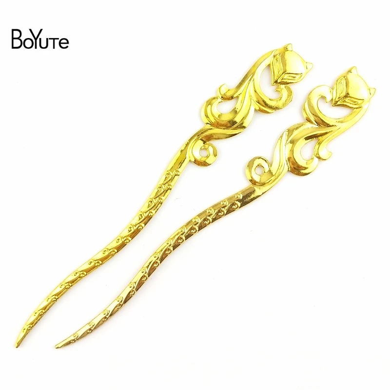 

BoYuTe (10 Pieces/Lot) 25*160MM Three Colors Zinc Alloy Fox Hair Stick Jewelry Findings Components Diy Accessories Handmade