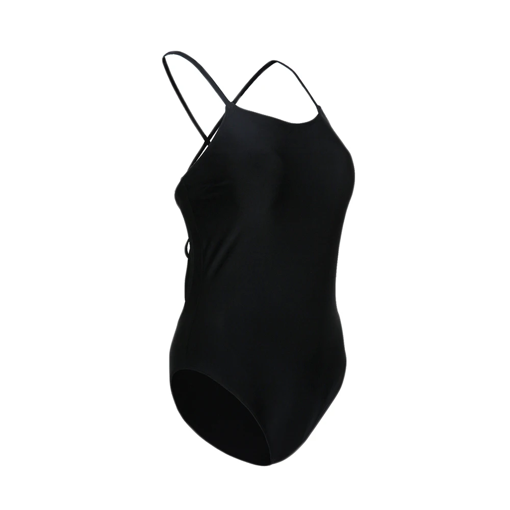 Женский Цельный купальник с черной подкладкой Одноцветный купальный костюм в