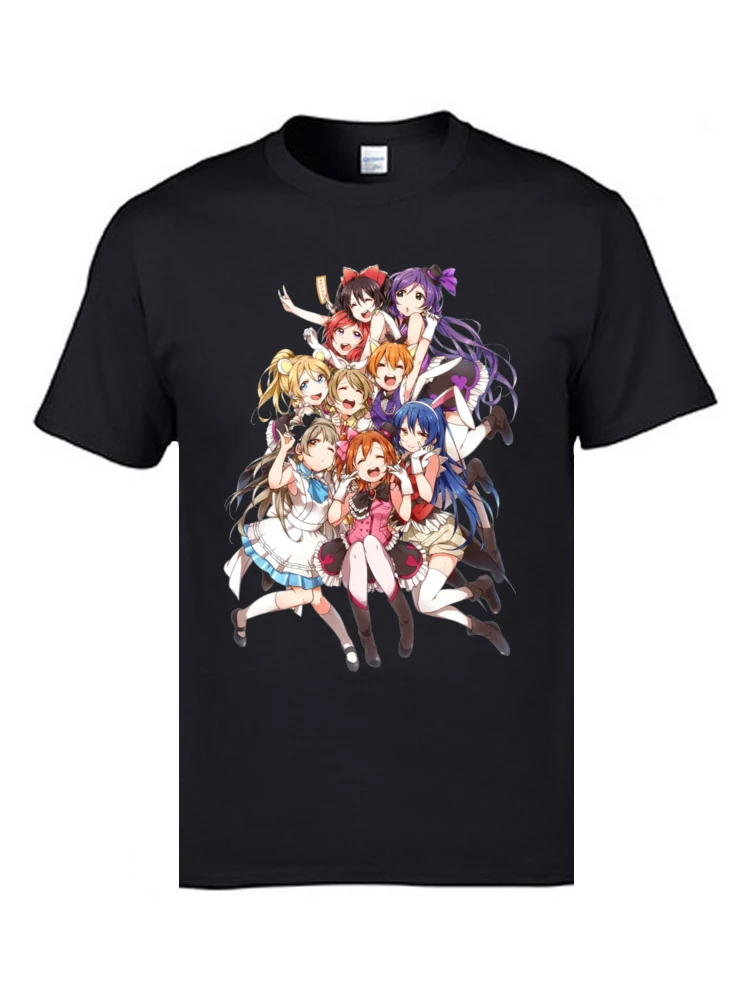 Футболка мужская с 3D принтом Love Live Kawaii манга 100% хлопок круглым вырезом|Мужские