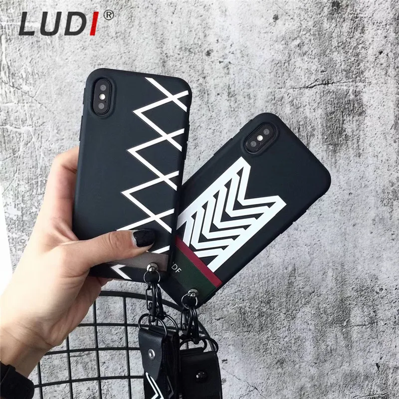 Чехол LUDI в Корейском стиле с 3D геометрическими линиями для iPhone X 8 7 7plus мягкий