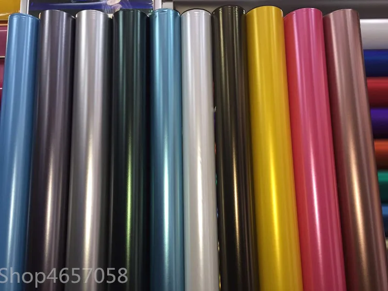 

1.52x18m Self Adhesive Bubble Free Car Decoration Matte Metallic Chrome Satin Car Wraps Vinyl Film