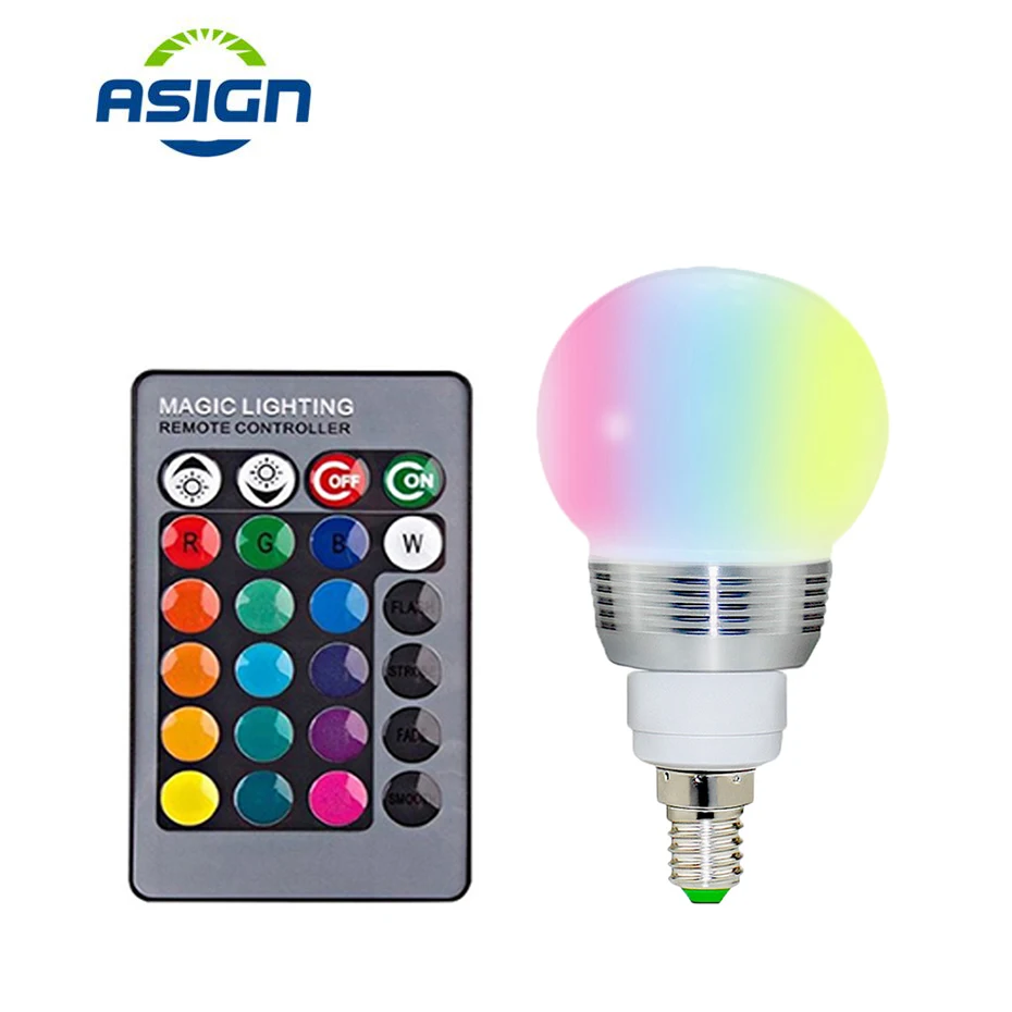 RGB Светодиодная лампа E27 E14 16 цветов Волшебная светодиодная Ночная с регулируемой