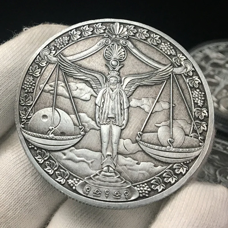 12 созвездий, старинное серебро, тисненая монета с раком, памятная монета, любовь, Русалка, солнце, Бог, монета, украшение для дома, аксессуары