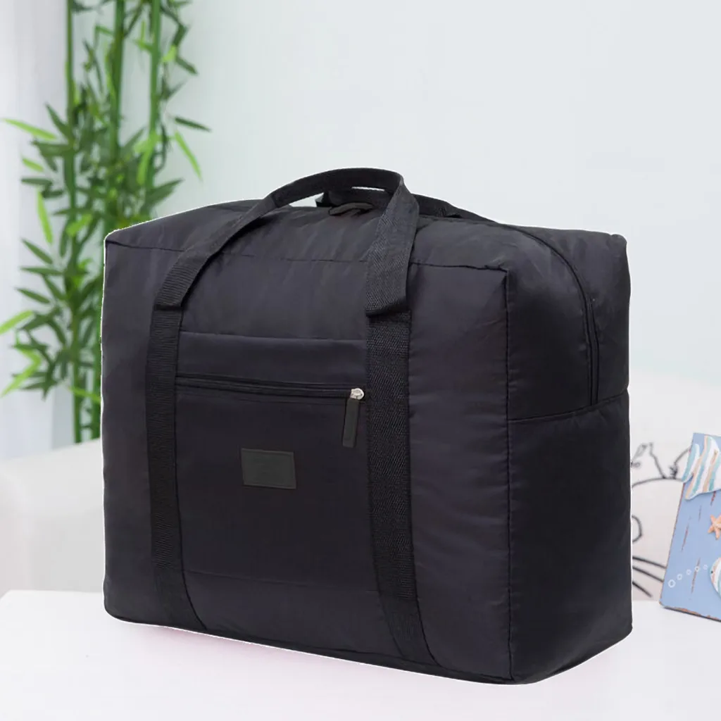 Black Storage packag Складная складная дорожная сумка, большая сумка для хранения, водонепроницаемая нейлоновая переносная посылка, универсальный органайзер, сумка для хранения через плечо - Цвет: Black Storage packag