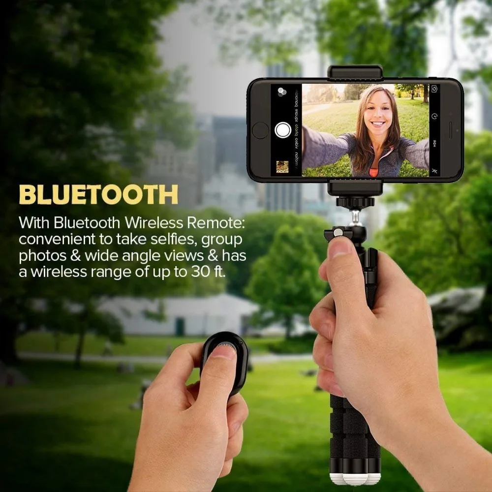 

Tripod Stand,Octopus Lightweight Adjustable Camera Stand Phone Tripod Holder with Bluetooth Remote and Universal Clip Flexible