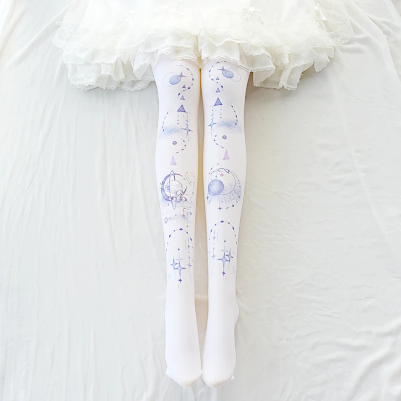 

Princess sweet lolita pantyhose Originally Japanese Lolita Silk pantyhose Sweet Printing Soft Girl Bottom Girl Pantyhose WXL084