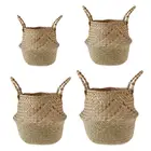 Плетеная корзина для морских водорослей, складная корзина для цветов, органайзер для хранения грязной одежды для белья, домашнее украшение, плетеная корзина