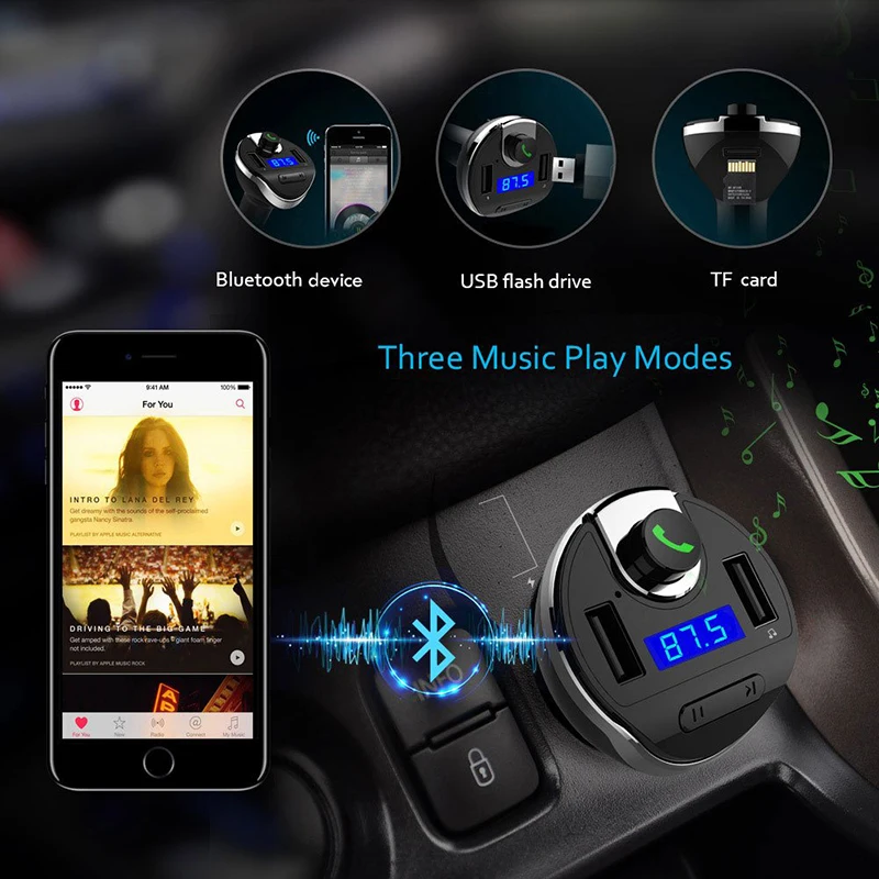 SeenDa 30 Вт двойное USB Автомобильное зарядное устройство Bluetooth Автомобильный fm-передатчик беспроводной мобильный телефон автомобильное зарядное устройство для samsung iPhone Черная пятница