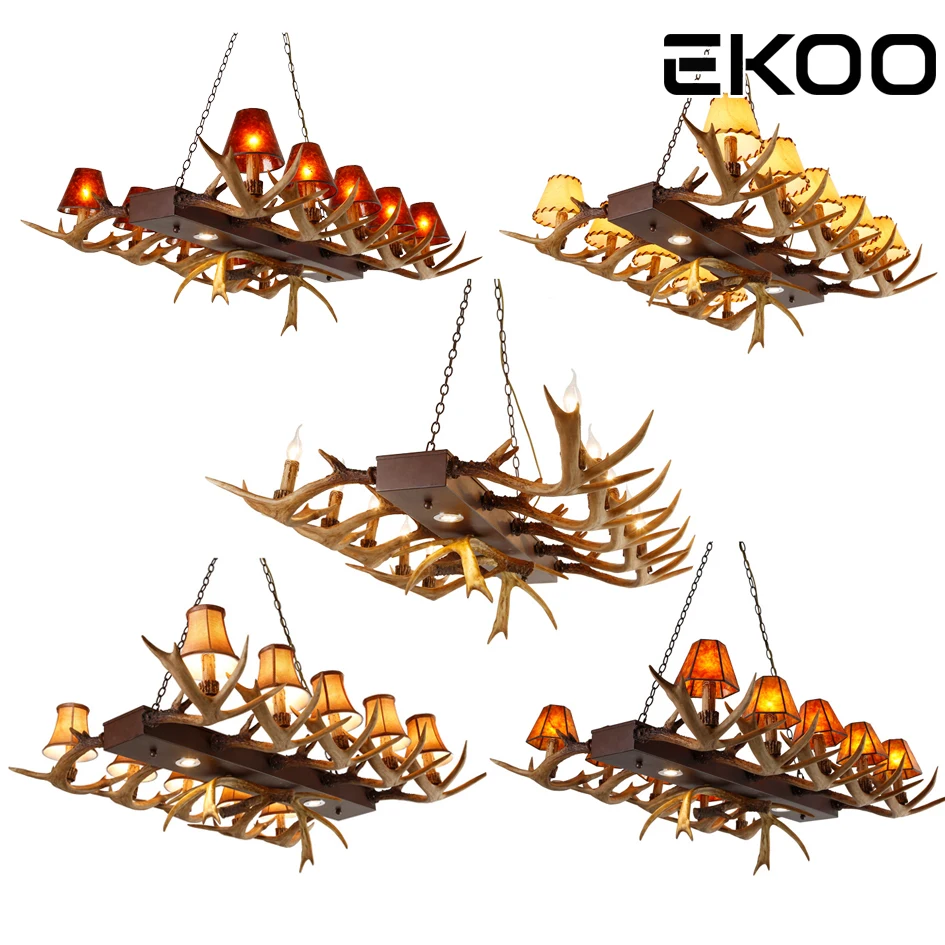 EKOO 10-светильник s деревенский Ретро канделябр люстра искусственный рога подвесной светильник Промышленный ручной работы для гостиной Домашний Светильник