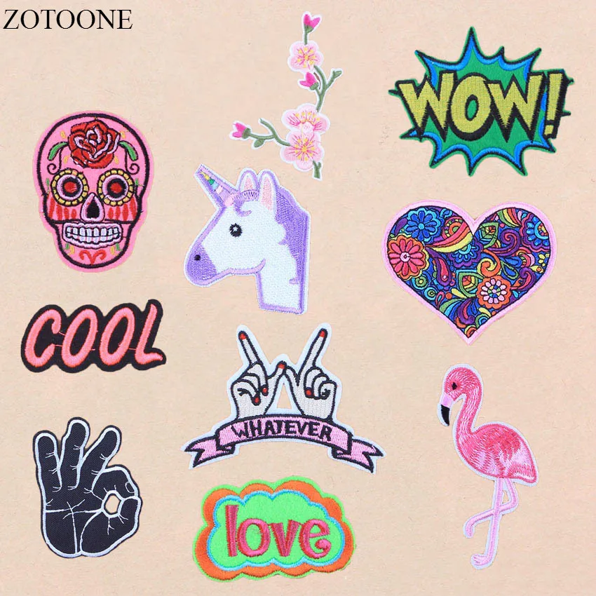 ZOTOONE WOW набор патчей с буквами мультфильмов Дешевые Вышитые милые патчи утюгом на