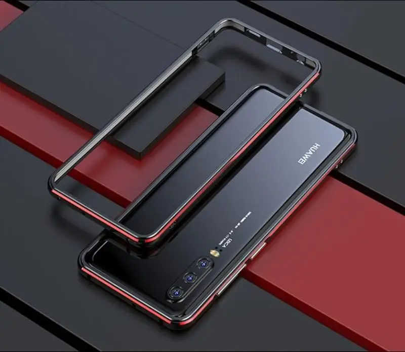 black with red Для huawei P30 Pro чехол Роскошный глянцевый алюминиевый бампер Защитная крышка P30 Lite чехол металлический каркас P30 чехол - Цвет: black with red